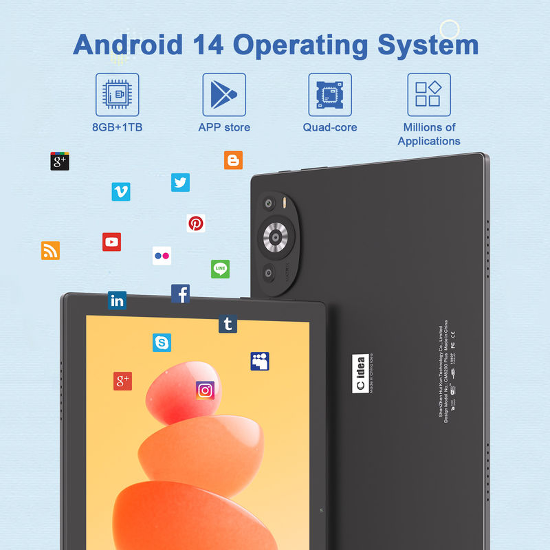 ไอเดีย C 10.1 นิ้ว ทับเล็ต Wifi With Sim Support คีย์บอร์ดการศึกษา แอนดรอยด์ ทับเล็ต PC M8200 Plus สีดํา