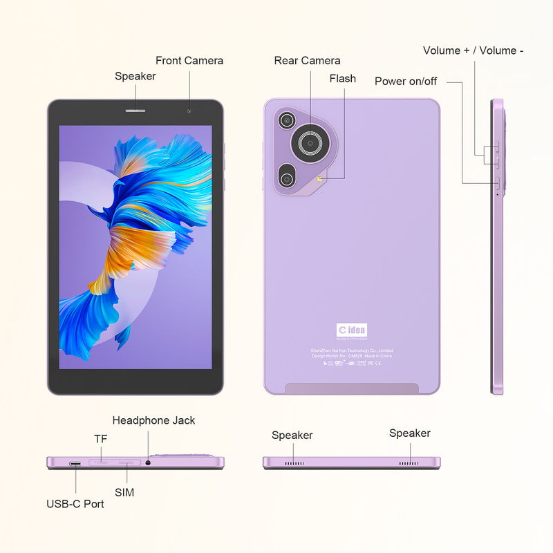 C Idea แท็บเล็ต 8 นิ้ว WIFI เกมการศึกษา แอนดรอยด์ แท็บเล็ตสําหรับนักเรียน CM828 สีม่วง