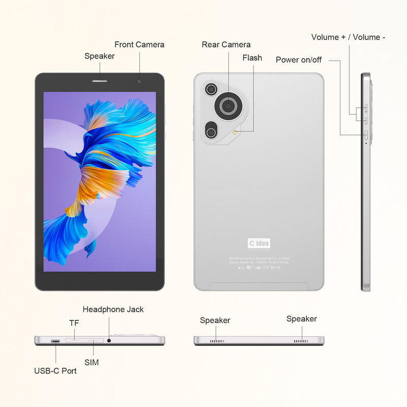 C Idea แท็บเล็ต 8 นิ้ว กล้องมือสอง หน้าจอสัมผัส สมาร์ท แท็บเล็ต PC CM828 เงิน