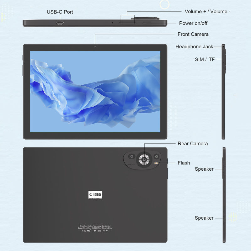 C Idea 10.1 นิ้ว ทับเล็ต 5G พร้อมซิม คีย์บอร์ดการศึกษา แอนดรอยด์ ทับเล็ต PC M8200 พลัส สีดํา