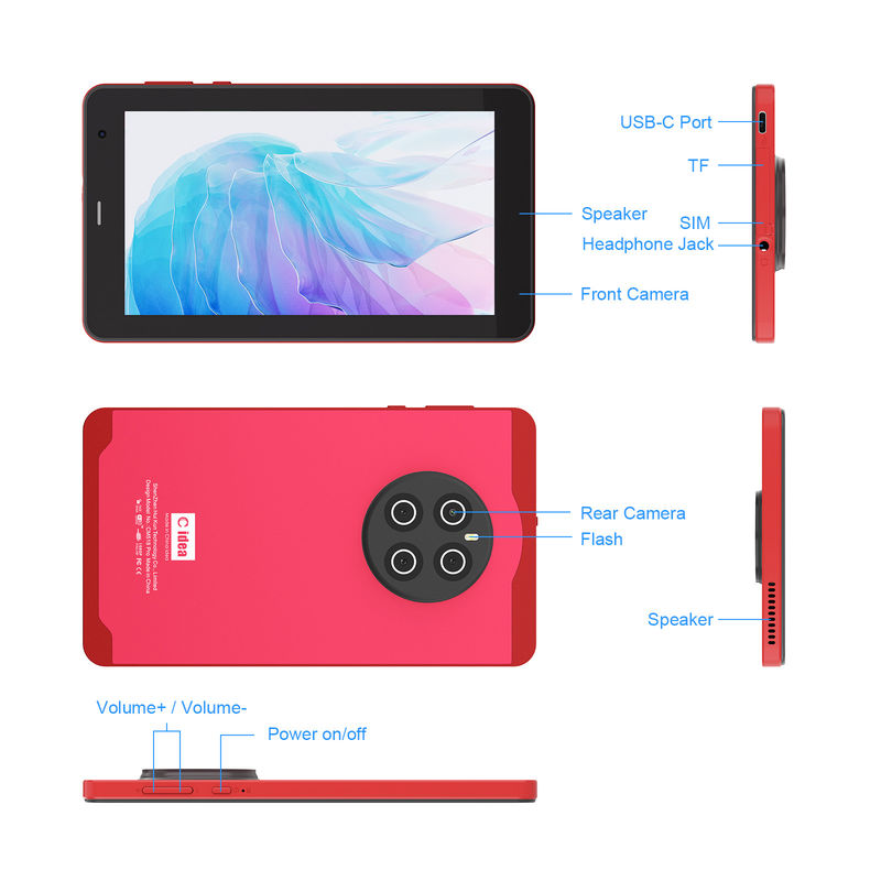 C ไอเดีย แอนดรอยด์ 13 แท็บเล็ต พร้อมซิม Wifi แท็บเล็ตหน้าจอสัมผัส 7 นิ้ว CM518 โปรแดง