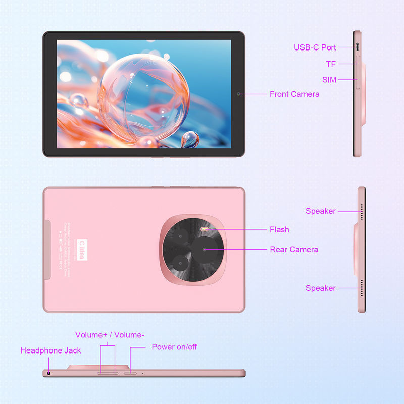 ไอเดีย C แอนดรอยด์ แท็บเล็ต 5G ซิมสนับสนุน 9 นิ้ว แท็บเล็ตคอมพิวเตอร์ พร้อมเคสและปากกา CM935 สีชมพู