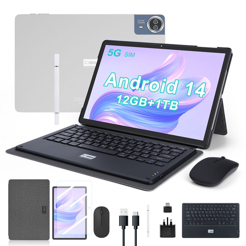 C Idea แท็บเล็ต 14 นิ้ว แบตเตอรี่นานใช้งาน แท็บเล็ตการศึกษาสําหรับนักเรียน CM14000 Plus สีเทา