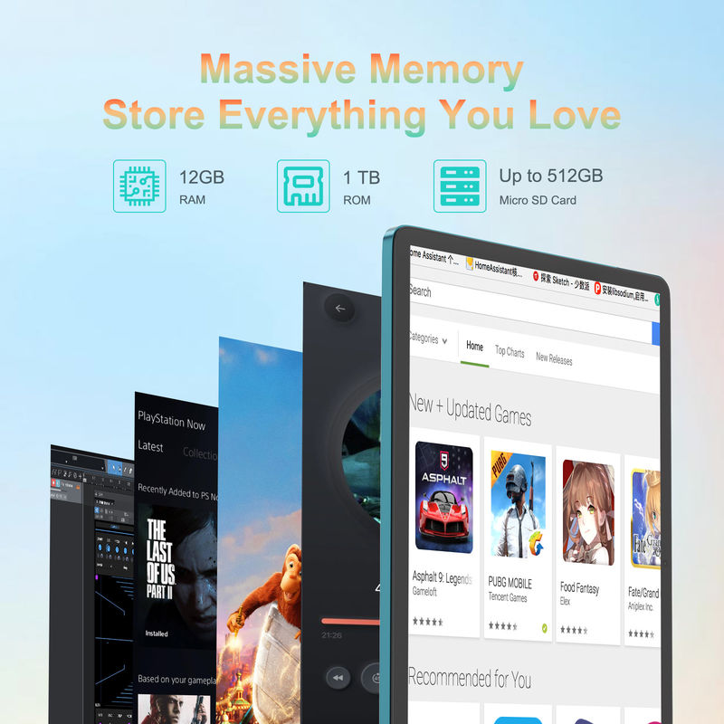C Idea แท็บเล็ต 14 นิ้ว แบตเตอรี่ขนาดใหญ่ แท็บเล็ตสมาร์ท PC พร้อมคีย์บอร์ดและหนู CM14000 บวกสีฟ้า