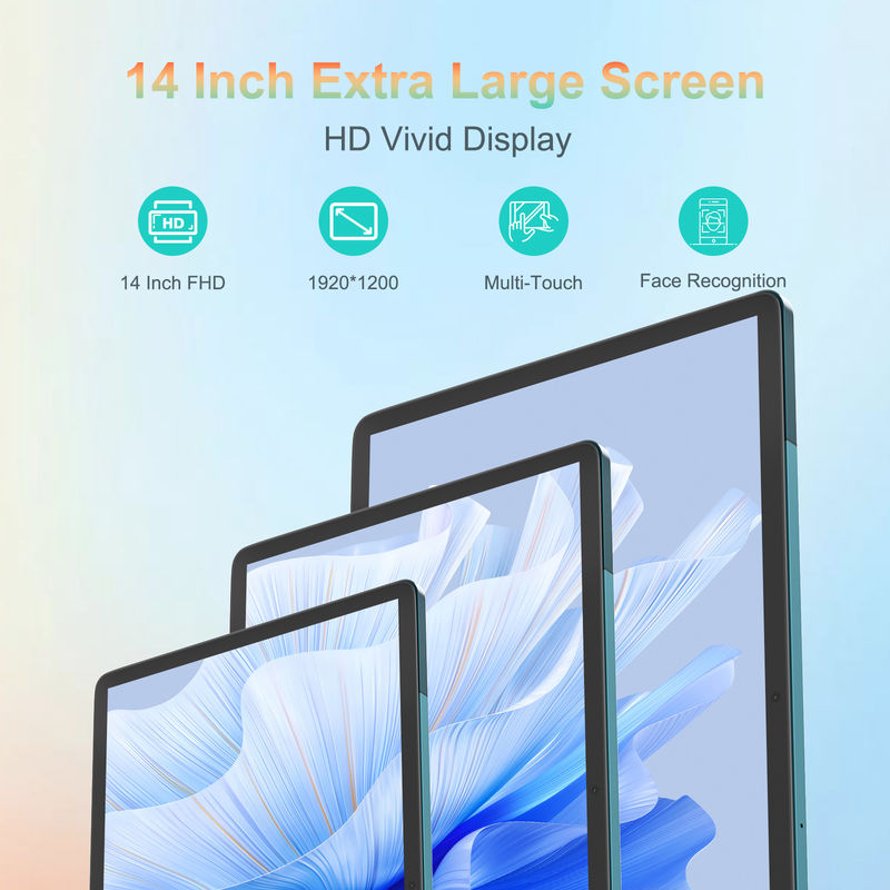 C Idea แท็บเล็ต 14 นิ้ว แบตเตอรี่ขนาดใหญ่ แท็บเล็ตสมาร์ท PC พร้อมคีย์บอร์ดและหนู CM14000 บวกสีฟ้า