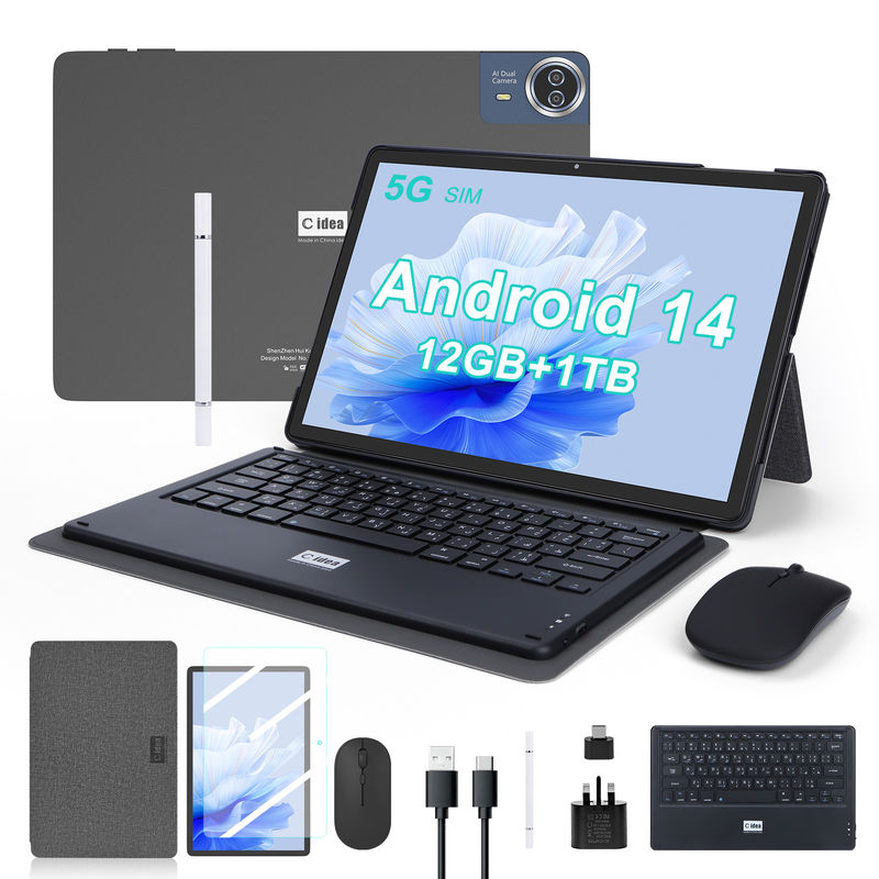 C Idea แท็บเล็ต 14 นิ้ว แอนดรอยด์ แท็บเล็ต PC ใหม่สําหรับผู้ใหญ่ ทํางาน CM14000 บวก สีดํา