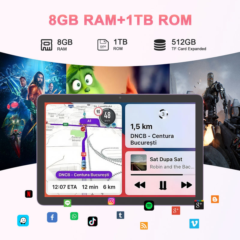 C ไอเดีย แท็บเล็ต 5G พร้อมซิมคู่ แท็บเล็ต 10 นิ้ว สําหรับการศึกษา CM8300 พลัส สีม่วง