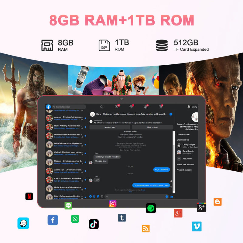 C ไอเดีย แท็บเล็ต 10.1 นิ้ว 5G LTE แท็บเล็ต หน้าจอสัมผัส แท็บเล็ต PC สําหรับการใช้งานประจําวัน CM8300 Plus สีแดง