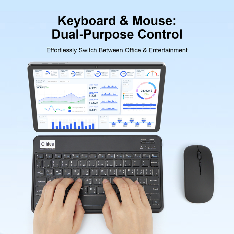 แท็บเล็ตพีซี C Idea 10.1 นิ้ว Android 15 พร้อมคีย์บอร์ดและเมาส์ CM8800plus สีเทา