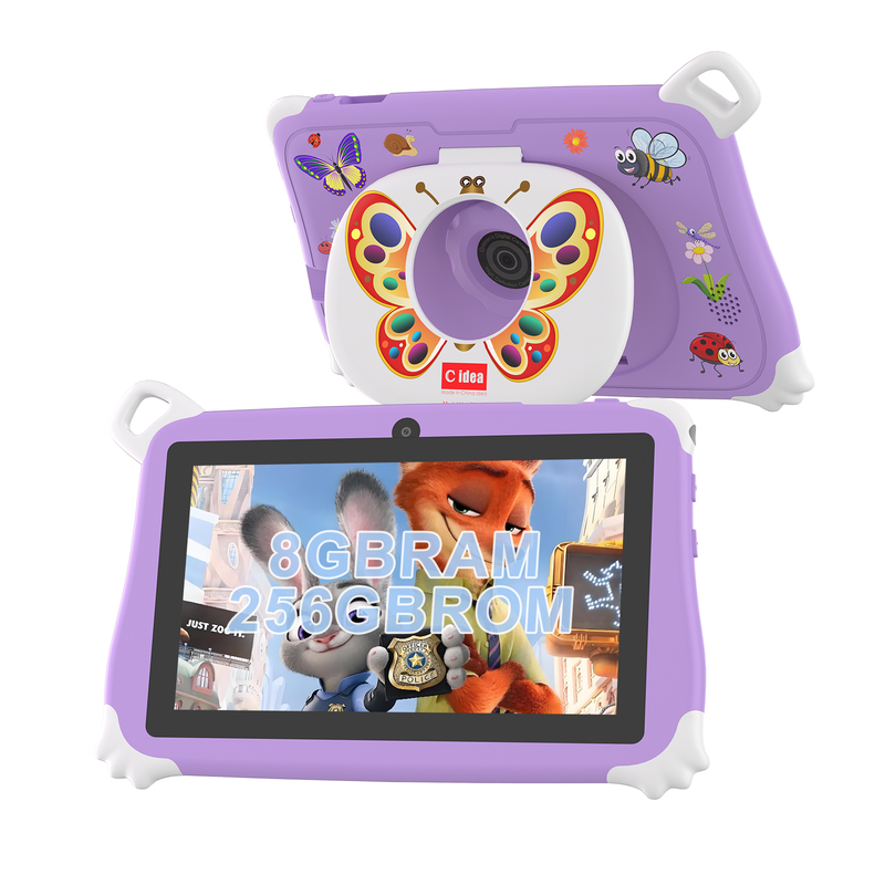แท็บเล็ตสำหรับเด็ก C Idea Android 15 ขนาด 8+256GB แท็บเล็ตเพื่อการศึกษา Kidspad พร้อมแอปพลิเคชันที่เป็นมิตร CM86 สีม่วง