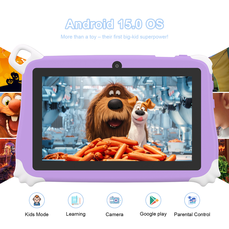 แท็บเล็ตสำหรับเด็ก C Idea Android 15 ขนาด 8+256GB แท็บเล็ตเพื่อการศึกษา Kidspad พร้อมแอปพลิเคชันที่เป็นมิตร CM86 สีม่วง