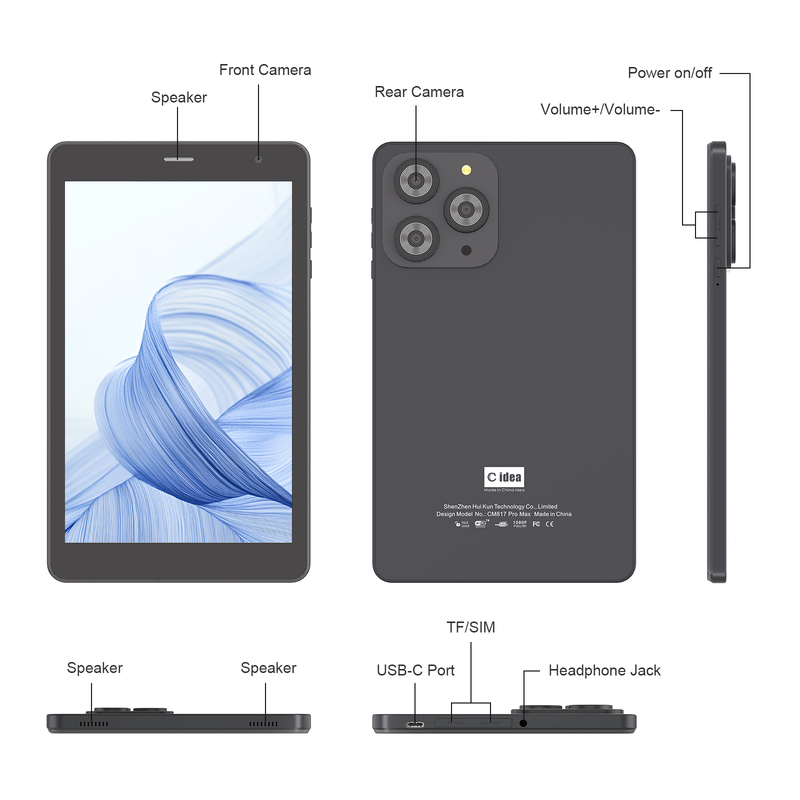 แท็บเล็ต C idea ขนาด 8 นิ้ว Wifi พร้อมหน่วยความจำ 8+512GB โปรเซสเซอร์ Quad Core หน้าจอสัมผัส IPS 800x1280 สีแดง CM817 Pro