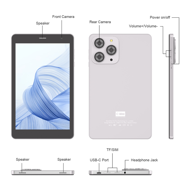 ไอเดีย C แท็บเล็ต Wifi 8 นิ้ว พร้อม 8+512GB Storage Quad Core Processor 800x1280 IPS หน้าจอสัมผัส CM817 Pro