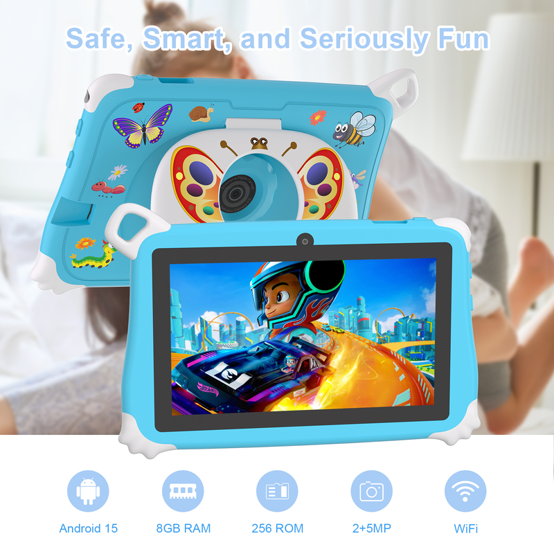 C Idea Android 15 Kids Tablet 8+256GB แท็บเล็ตการศึกษา Kidspad พร้อม Friendly APP CM86 สีฟ้า