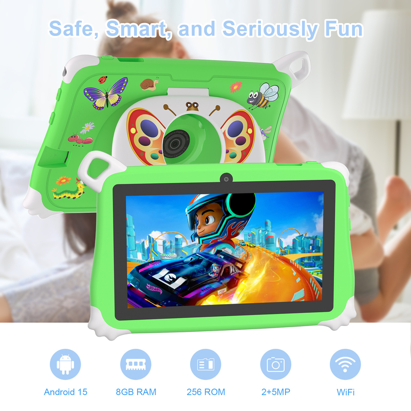 C Idea Android 15 Kids Tablet 8+256GB แท็บเล็ตการศึกษา Kidspad กับ Friendly APP CM86 สีเขียว