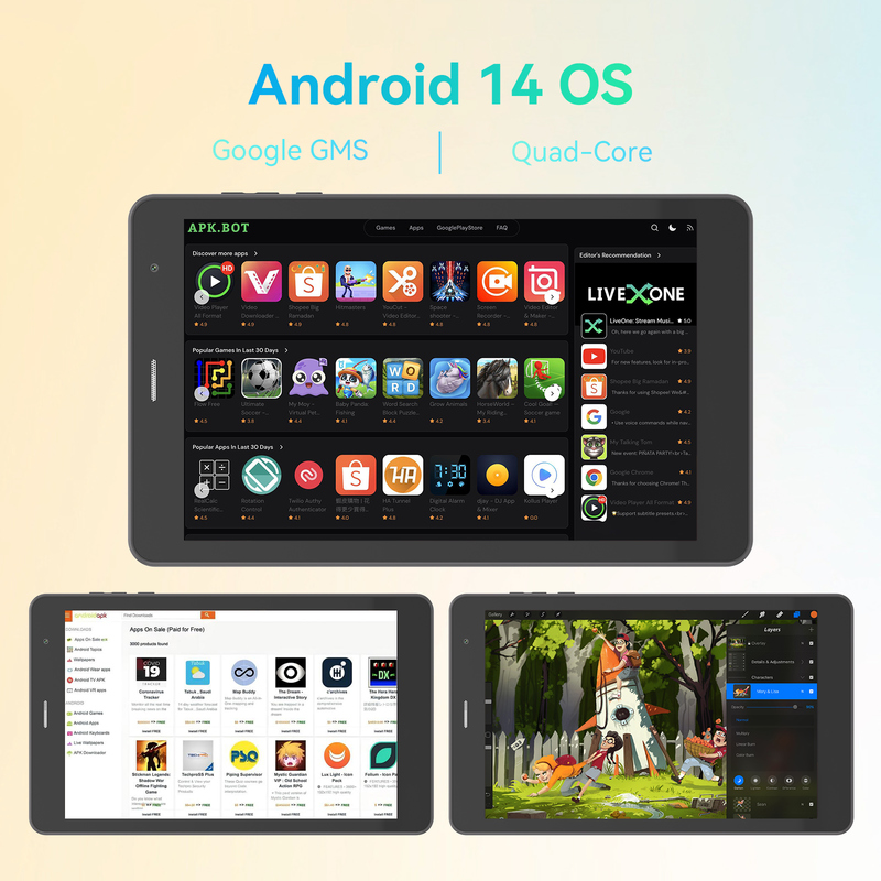 ไอเดีย C Youth 8 Inch Tablet แอนดรอยด์ 15 พร้อมจอแสงดํา, WiFi,8GB +512GB, 800*1280 IPS incell CM828