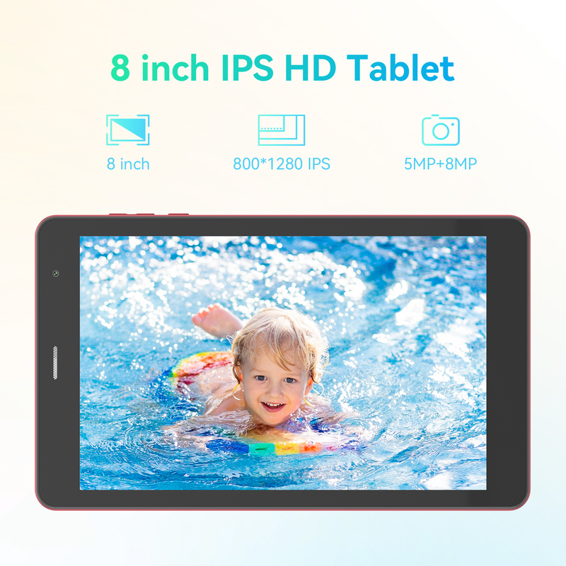 ไอเดีย C Youth red 8 Inch Tablet Android 15 พร้อมสล็อตการ์ด tf, WiFi,8GB +512GB, 800*1280 IPS incell CM828