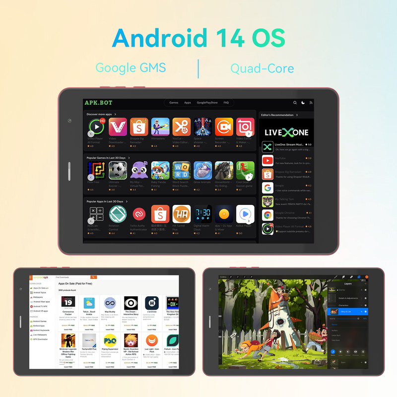 ไอเดีย C Youth red 8 Inch Tablet Android 15 พร้อมสล็อตการ์ด tf, WiFi,8GB +512GB, 800*1280 IPS incell CM828