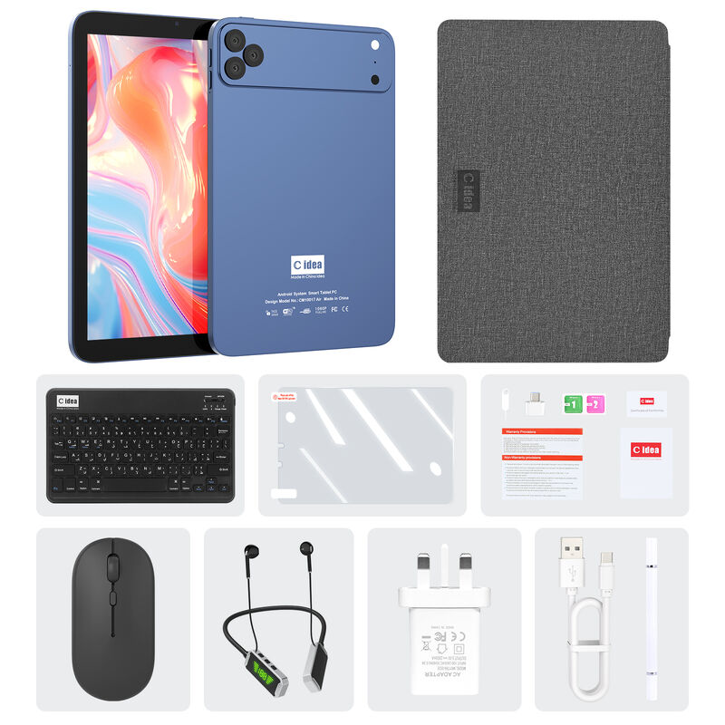 C ไอเดีย แท็บเล็ตพีซีหน้าจอสัมผัส Android WiFi ขนาด 10.1 นิ้ว สีน้ำเงิน พร้อมคีย์บอร์ด 5G Quad-core รุ่น CM10017Air
