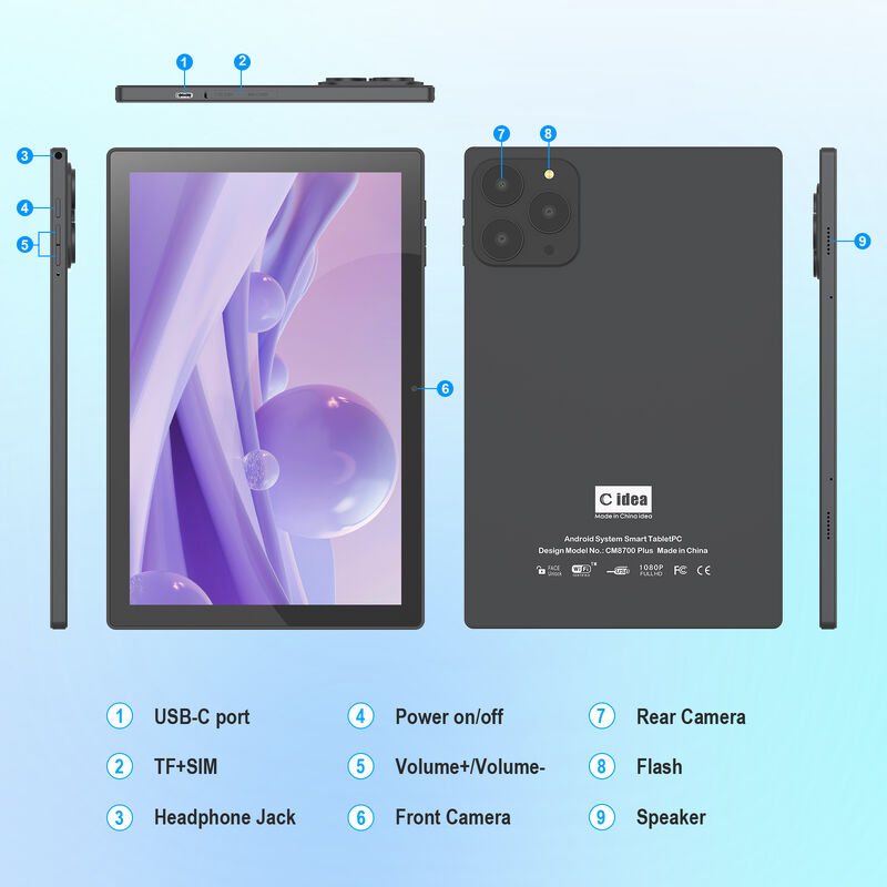 C idea 10.1 inch Android WiFi Touch Screen black Tablet PC with 5G Keyboard Quad-core CM8700plus